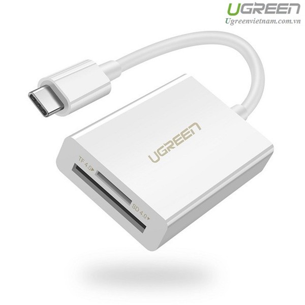 Đầu đọc thẻ USB Type-C cho thẻ nhớ TF/SD 4.0 chính hãng Ugreen 40864 cao cấp