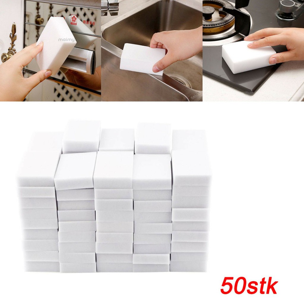 Set 50 miếng bọt biển màu trắng vệ sinh đa năng 100 * 60 * 20mm