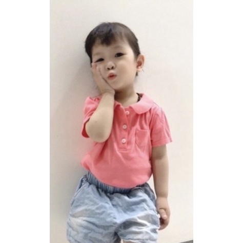 Áo polo hồng bé gái 13-45kg