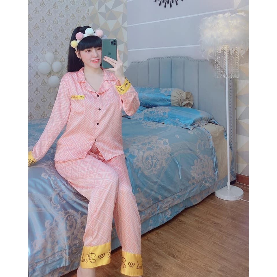 Pizama satin lụa họa tiết TDQD