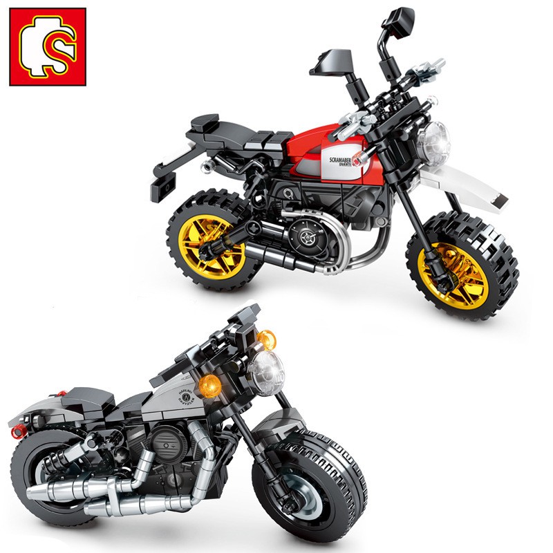 Đồ chơi Lắp ghép Mô hình Technic Sembo moc Motorcycle Xe Mô Tô Ducati Halle 701117 701118