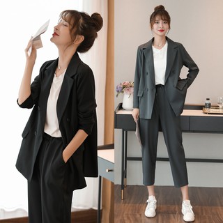 (Hàng Đẹp)Ảnh thật 3 hình cuối-2W74.Set áo blazer kèm quần Âu thời trang phong cách Hàn Quốc