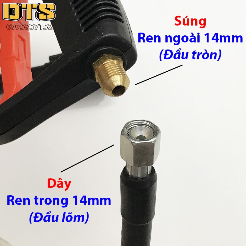 10m Dây rửa xe cao áp cho máy xịt rửa áp lực - Ren trong 14mm_Đầu lõm