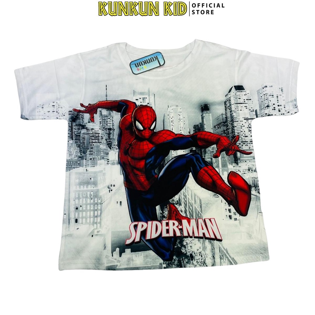 Quần áo bé trai hình người nhện Spiderman chất Thun lạnh thoáng mát Kunkun Kid TP008