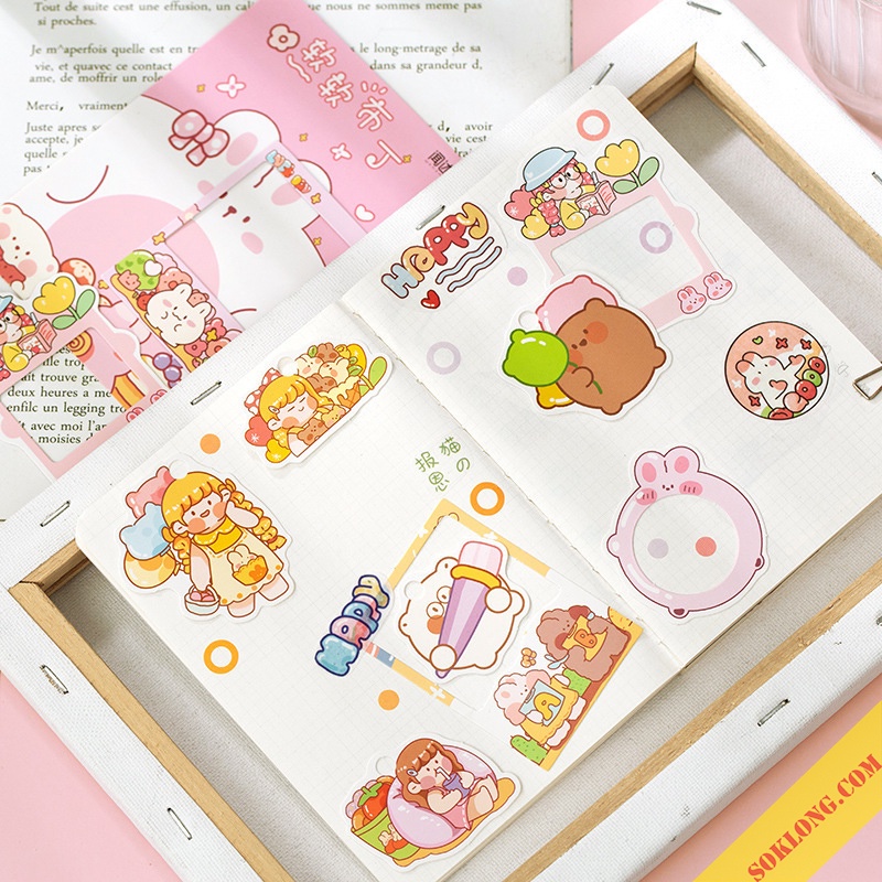 Bộ sticker khung ảnh, nhãn dán viền khung cửa sổ dễ thương trang trí nhật ký, album, sổ tay