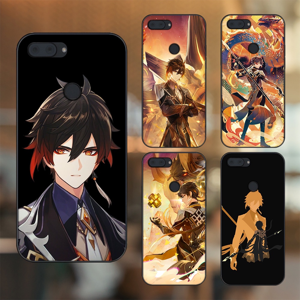 Ốp lưng Xiaomi Mi 8 Lite viền đen in hình Zhongli Genshin Impact