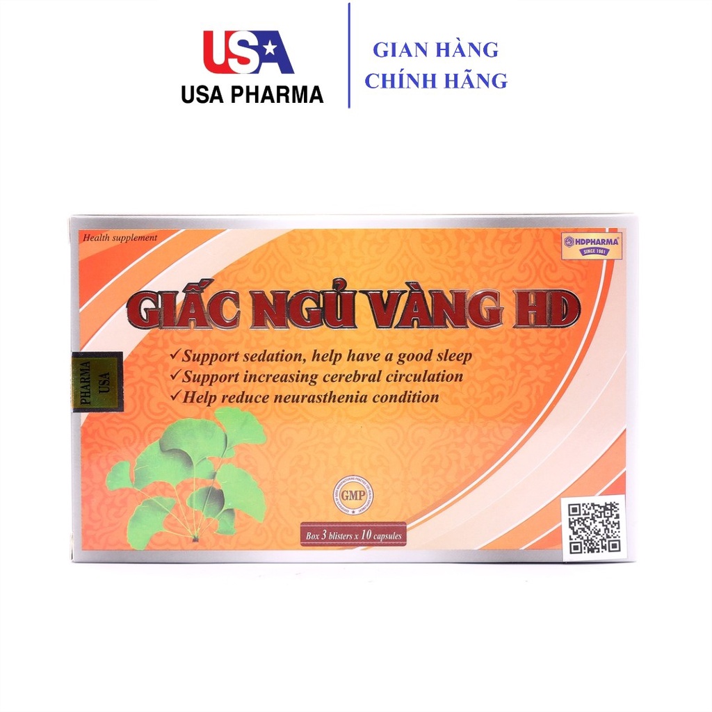 Viên uống ngủ ngon thảo dược Giấc Ngủ Vàng HDPHARMA giảm mất ngủ - 30 viên [Giấc Ngủ Vàng HD Vàng]