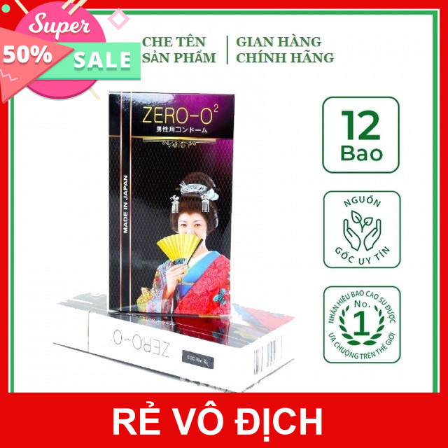 Bao cao su siêu mỏng siêu trơn Zero O2 Nhật Bản (Hộp 12C)
