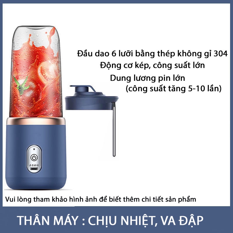 💎𝑭𝑹𝑬𝑬𝑺𝑯𝑰𝑷💎Máy Xay Sinh Tố Cầm Tay Đa Năng , Máy Say Sinh Tố Sạc Tích Điện 6 Lưỡi , Dung Lượng Pin 1500Ma