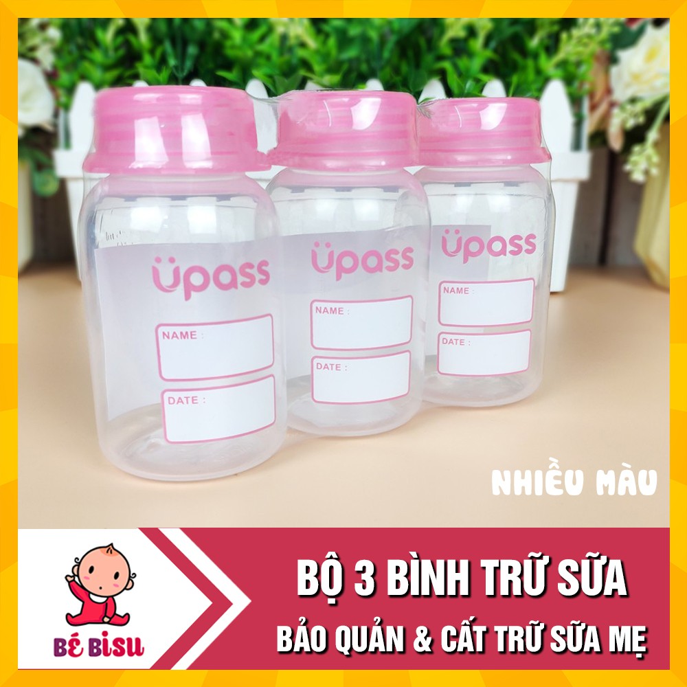 Bộ 3 Bình trữ sữa UPASS (không hộp) 125ml/b UP0101W cất trữ tiện lợi