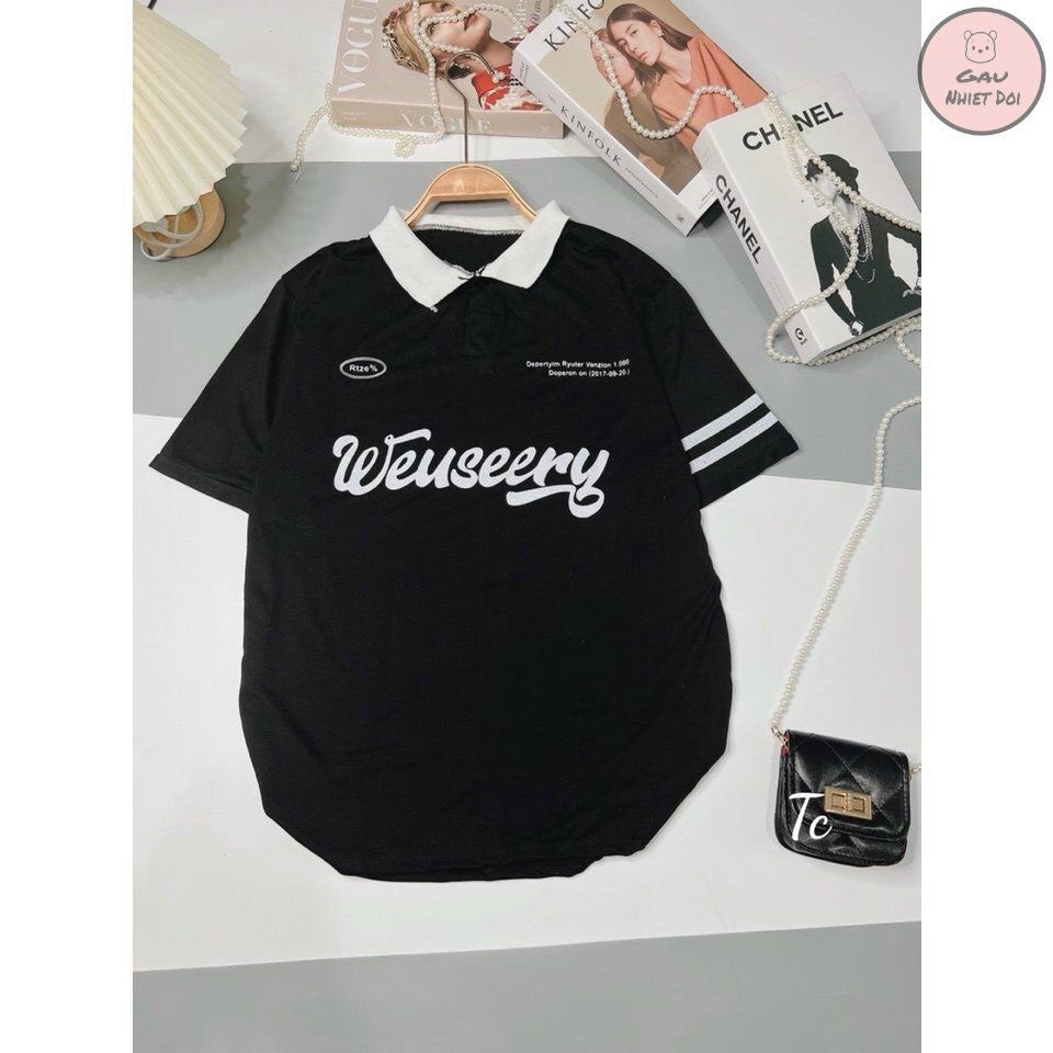 Áo Thun Unisex Nam Nữ Cổ Bẻ Form Rộng Tay Lỡ In Chữ Phong Cách Mẫu Mới HOT - CLITUS FASHION