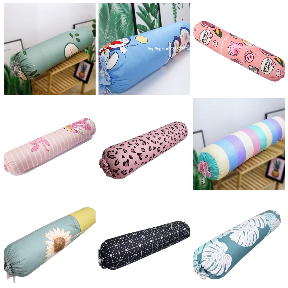 Vỏ gối ôm Sunzin Cotton Poly mẫu Bò Xám - áo gối ôm Kích thước 35 x 105 cm