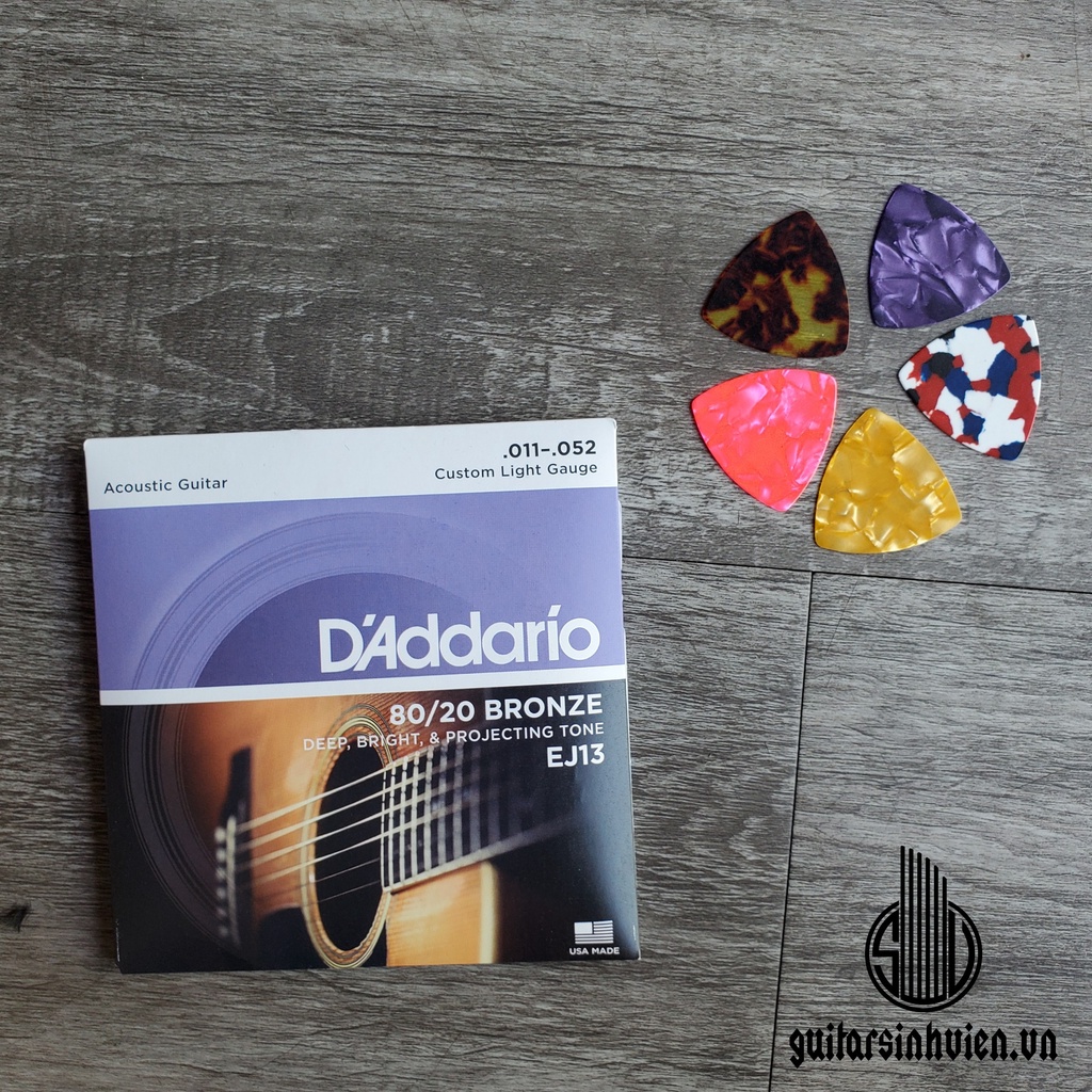 Dây đàn guitar acoustic ADDARIO EJ13 chính hãng - Dây cao cấp cho âm thanh sắc nét - Tặng pick khi đặt hàng