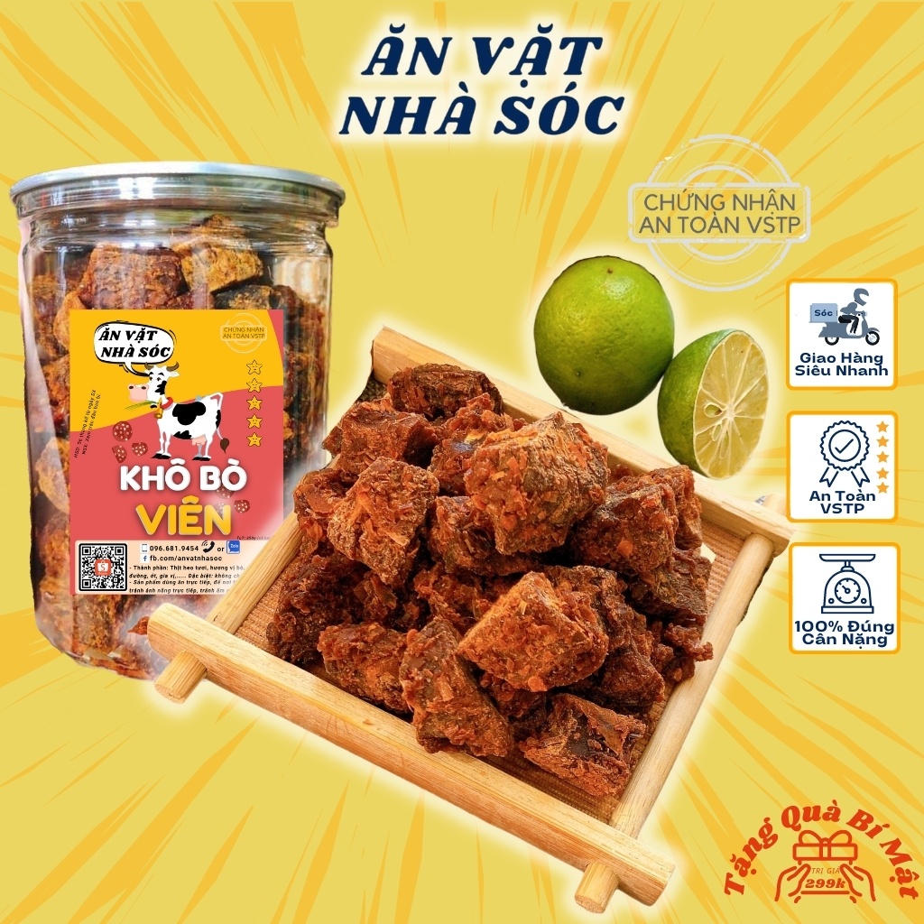 Khô Bò Viên 200Gr Ăn Vặt Nhà Sóc, Khô Bò Đặc Biệt, Đồ Ăn Vặt Hà Nội Ngon Bổ Rẻ Sạch | BigBuy360 - bigbuy360.vn