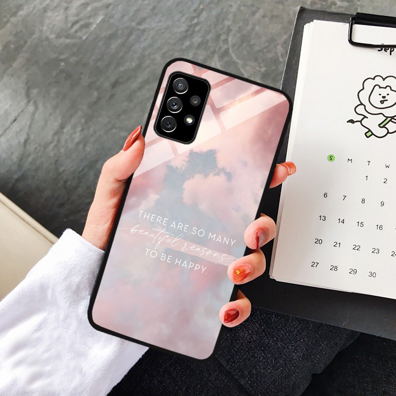 Ốp Samsung Galaxy A12, A32, A52, A72 Lưng kính cường lực cao cấp, Sáng bóng