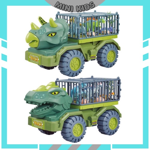 Đồ chơi xe ô tô khủng long chở thú bằng nhựa cao cấp loại siêu to cho bé, tặng kèm khủng long nhỏ