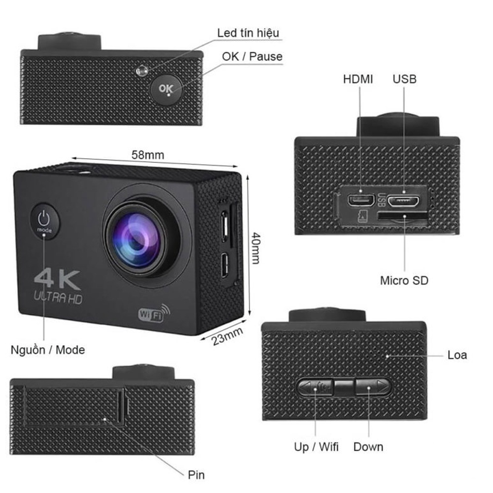 [TẶNG THẺ NHỚ 32G] Camera Hành Trình Sport 4K Ultra HD, Cam Hành Trình Gắn Xe Máy. Chống Rung, Chống Nước, Kết Nối Wifi | BigBuy360 - bigbuy360.vn