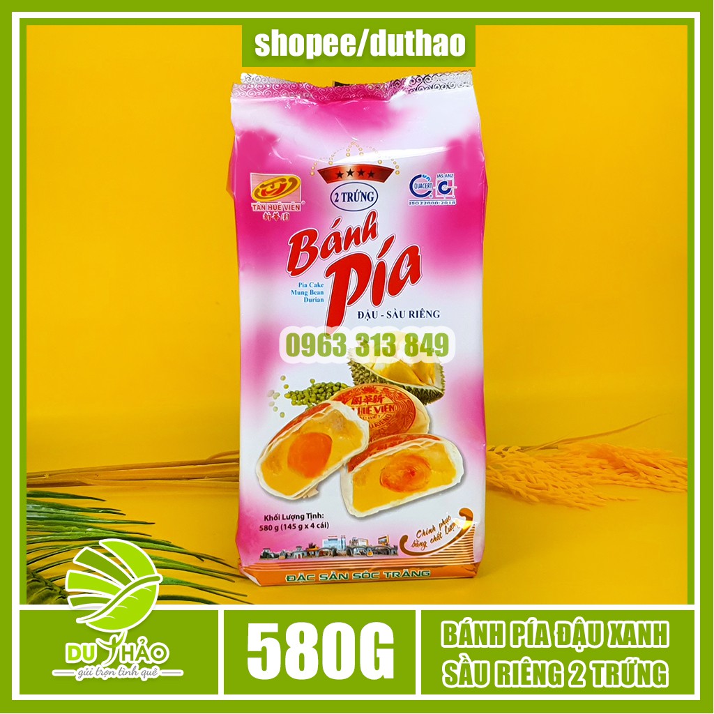 Bánh pía 2 trứng đậu xanh sầu riêng đặc biệt Tân Huê Viên 580g đặc sản Sóc Trăng