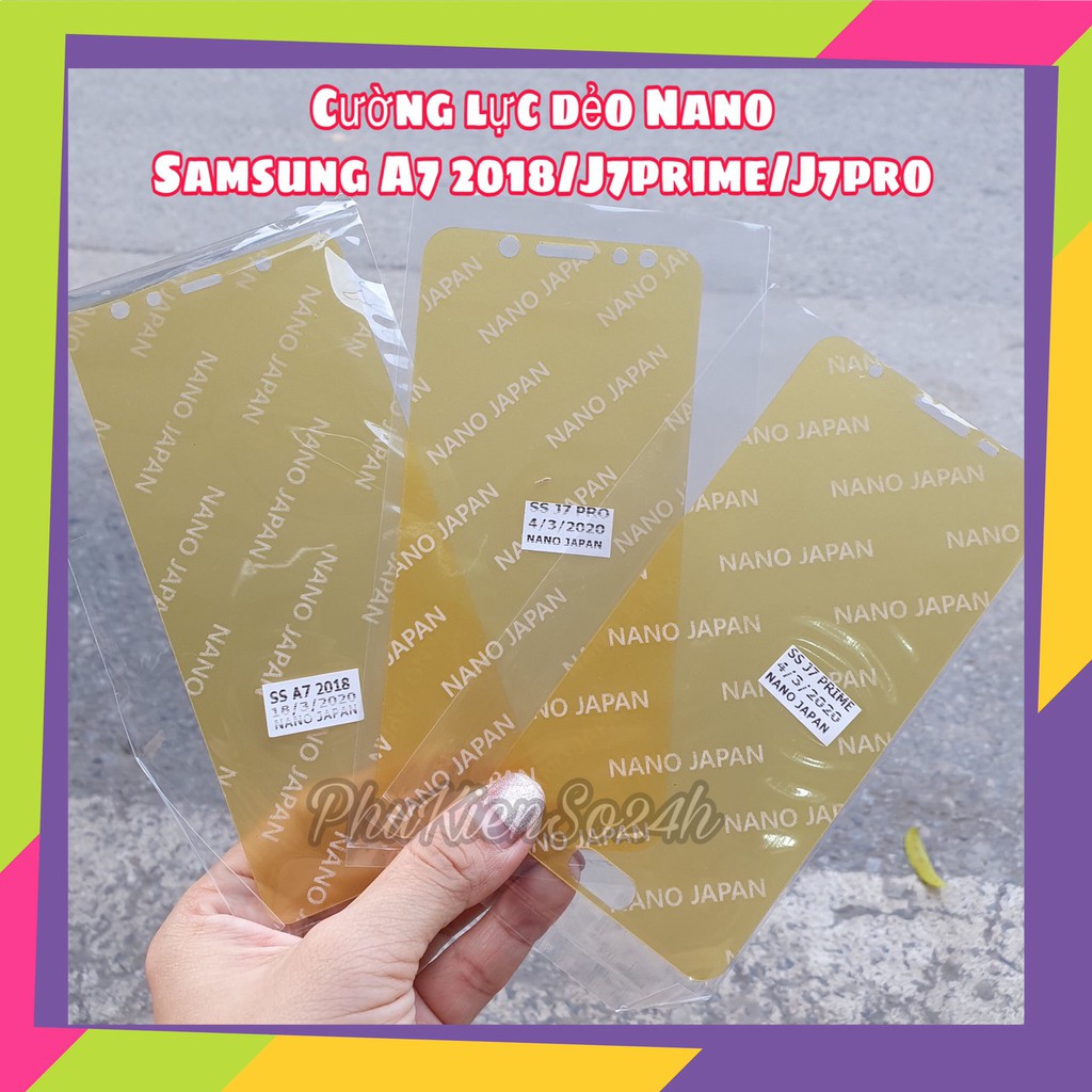 Cường Lực Dẻo Nano Japan Cho Samsung A7 2018 / J7 prime / J7 pro tặng kèm gạt dán
