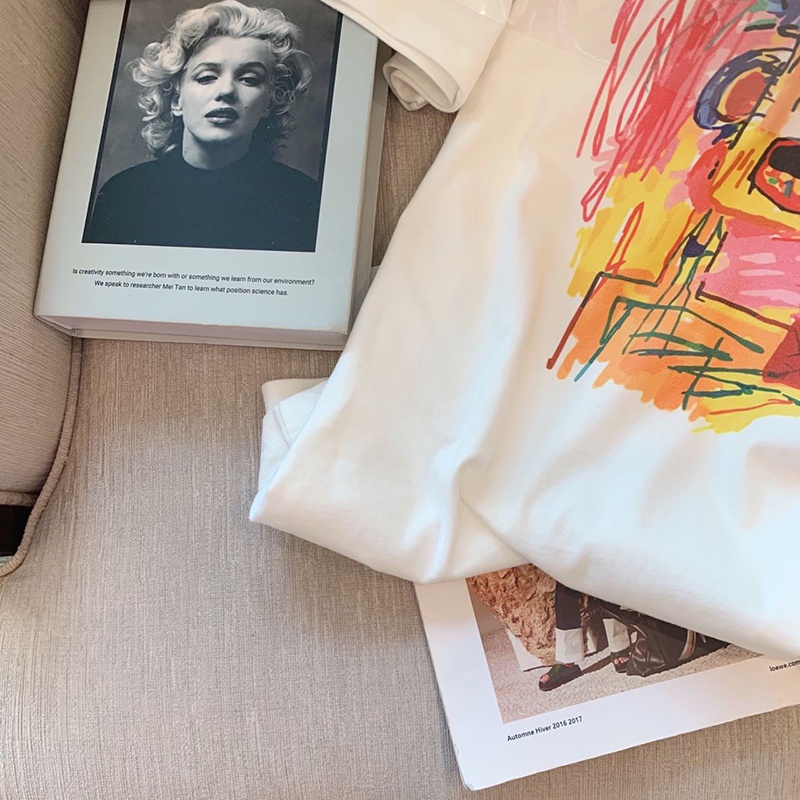 NRVP Áo Thun Nữ Ngắn Tay In Chữ Phong Cách Hàn Quốc