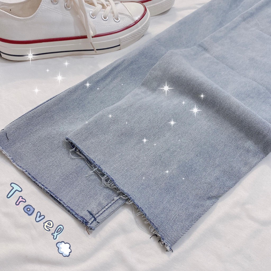 Quần jean YAYSHOP phong cách Uzzang from baggy rách 2 nút chất dày dặn tôn dáng cực hot