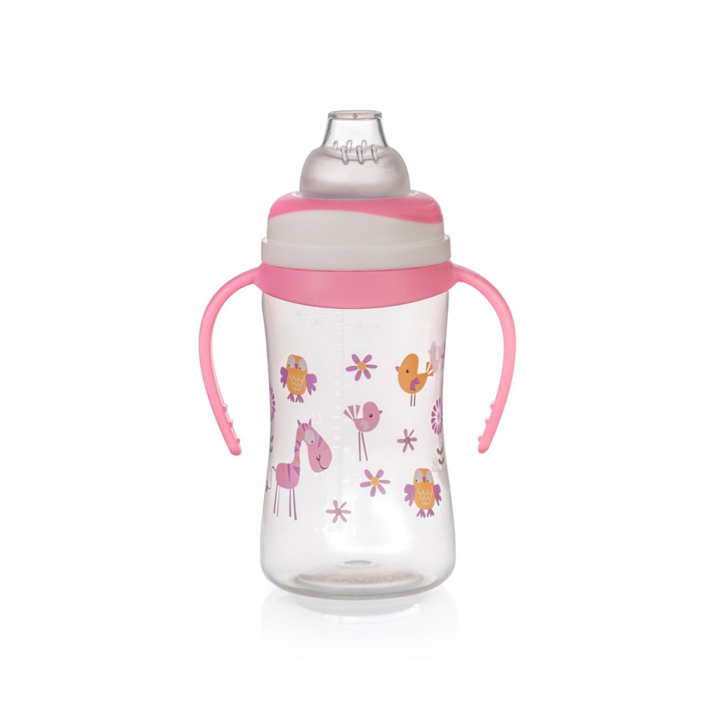 Bình uống nước núm hút mềm, 120ml  240ml ( màu hồng, màu xanh )
