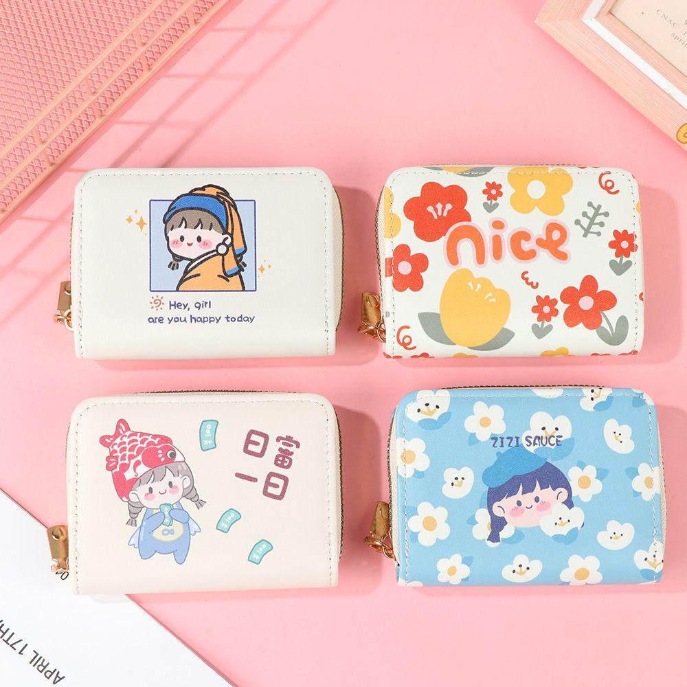 Ví Nữ Da PU In Hình Hoạt Hình Dễ Thương Giá Đỡ