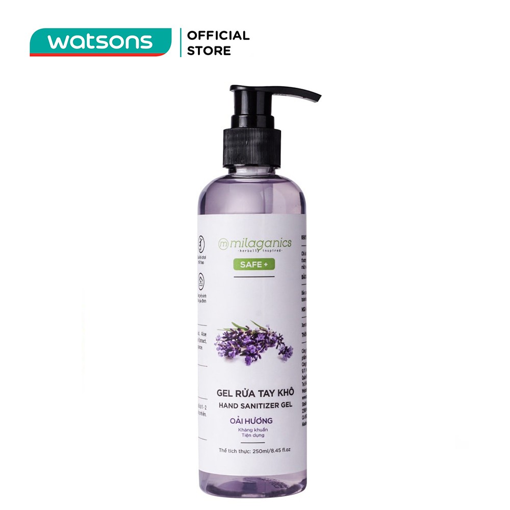 Gel Rửa Tay Khô Milaganics Hand Sanitizer Oải Hương Kháng Khuẩn 250ml