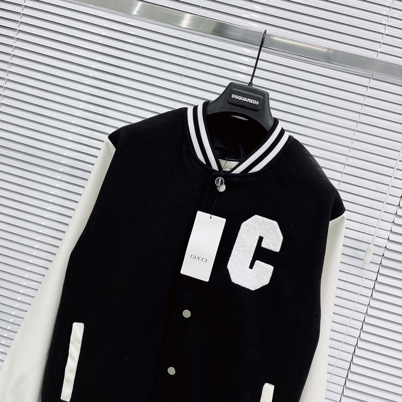 Áo khoác bomber dạ nam nữ tay da phối thêu chữ C xù bông hai mặt bo chun 2 lớp lót gió trong ấm áp