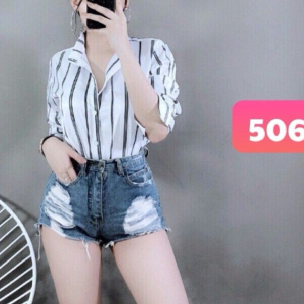 quần shorts ngắn jean nữ rách 2 bên cao cấp tf506