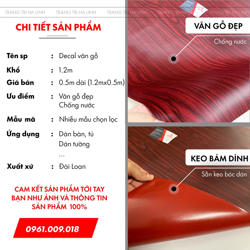 Giấy decal dán tường giả vân gỗ chống nước sẵn keo dán bàn tủ khổ 1.2m | BigBuy360 - bigbuy360.vn