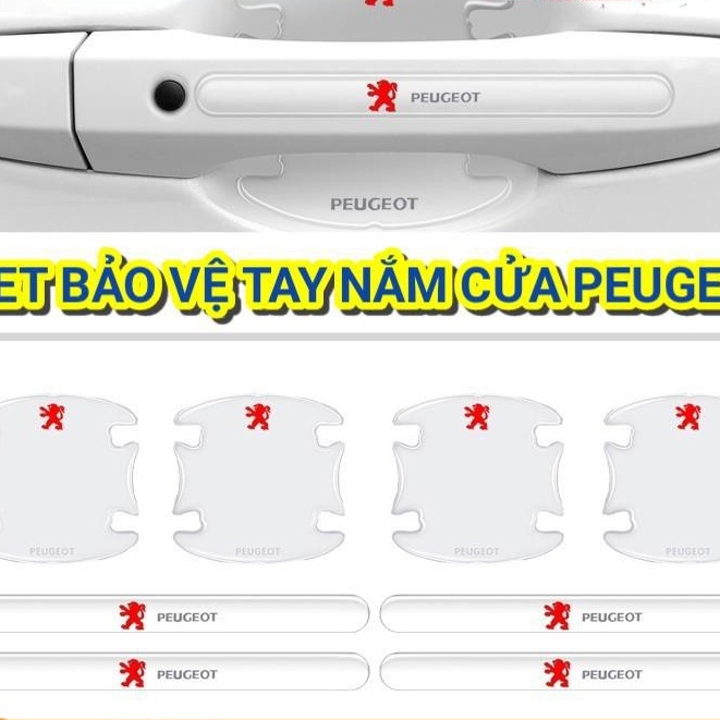 (Peugeot) Bộ 10 Miếng Dán Silicon Chống Xước Hõm Cửa, Tay Nắm Cửa và Gương Xe Peugeot