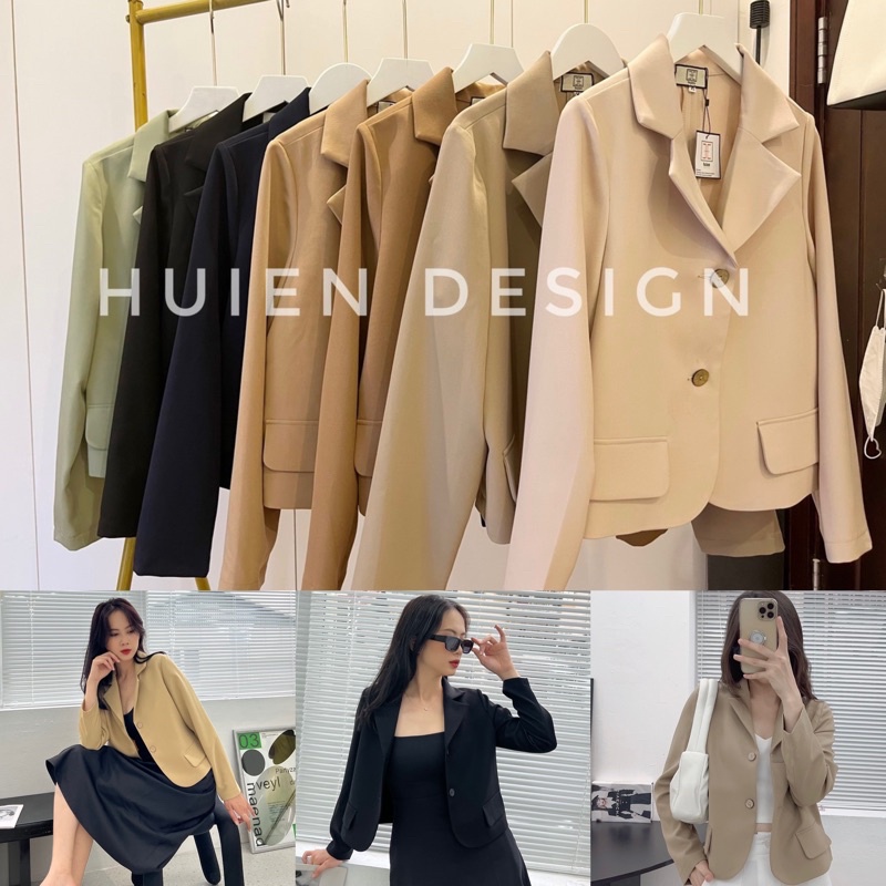Áo khoác blazer nữ 1 lớp dáng ngắn tay dài Huien Design thời trang công sở trẻ trung, áo vest nữ Hàn Quốc màu sắc