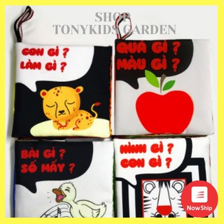 Bộ 4 sách vải song ngữ Anh - Việt thương hiệu Pipo Việt Nam kích thích thị giác cho trẻ sơ sinh