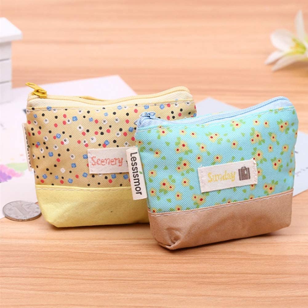 Cute Canvas Small Purse Canvas Wallets, Floral Coin Purse, Coin Purse Canvas Cute Small Purse with Zipper for Women and Girls YUE