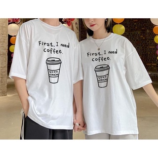 Áo thun unisex freesize tay lỡ "in hình coffee"