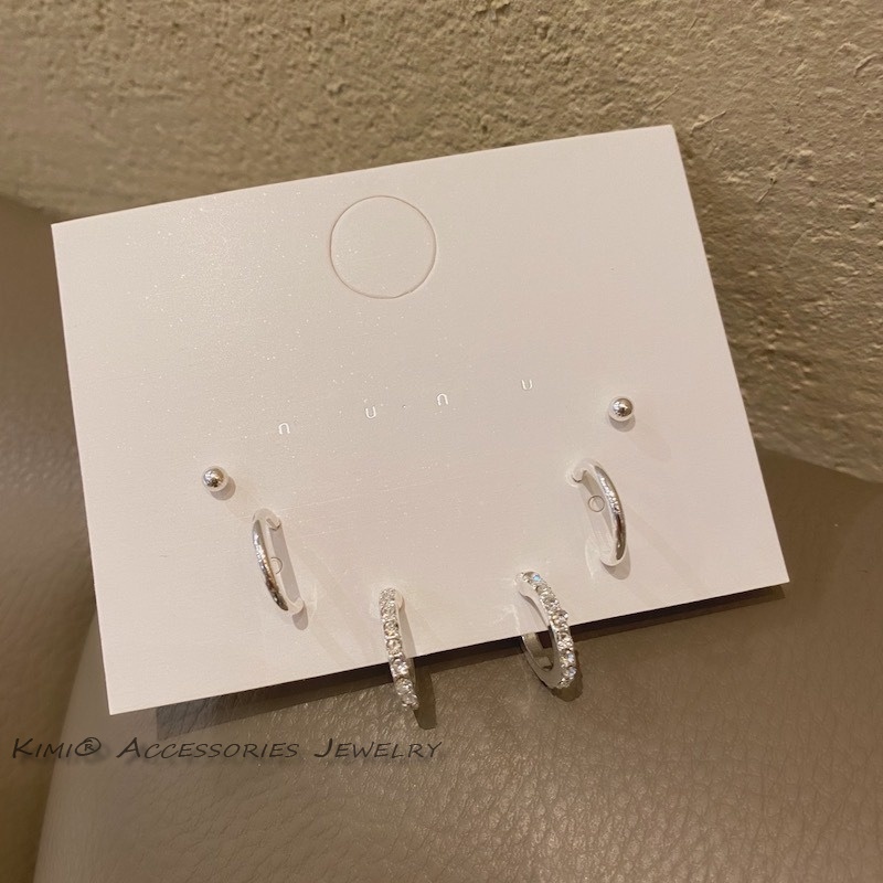 Khuyên Tai Bộ Khuyên Tai Ngọc Trai Set Khuyên Tai Tròn Màu Bạc Không Gây Dị Ứng Thời Trang Cho Nữ