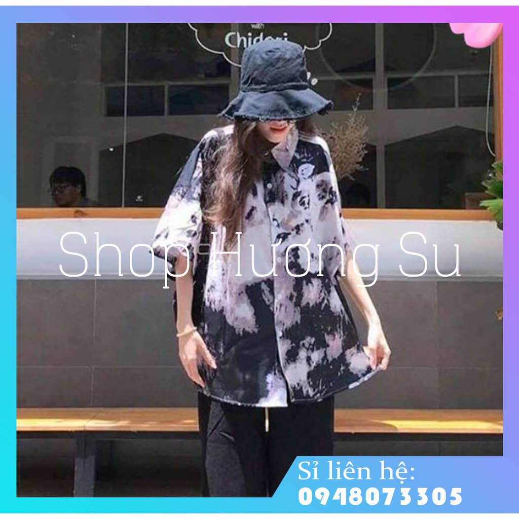 Áo sơ mi loang đen form rộng bigsize somi cộc tay ulzzang nam nữ unisex cá tính | WebRaoVat - webraovat.net.vn