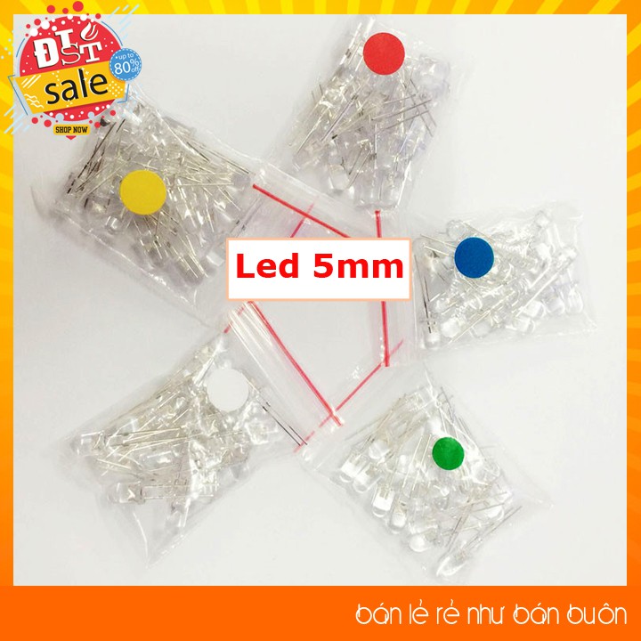 ✅ [RẺ NHẤT VIỆT NAM] ⚡ Led đục 5mm đỏ, xanh lá, vàng, xanh dương, trắng (Túi 20 con)