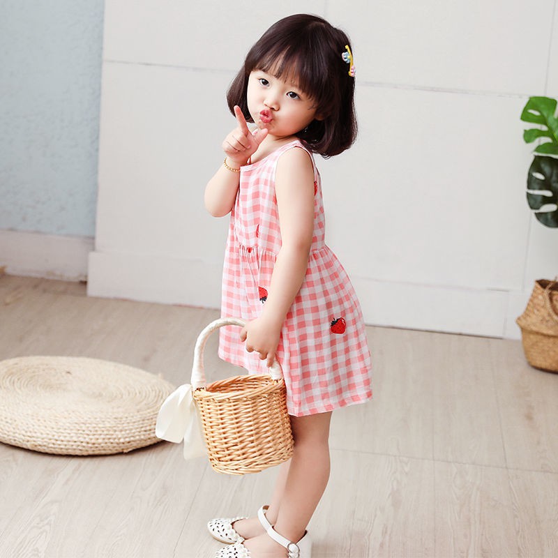 Đầm Cotton Không Tay Phong Cách Hàn Quốc Thời Trang Cho Bé 1 - 7 Tuổi