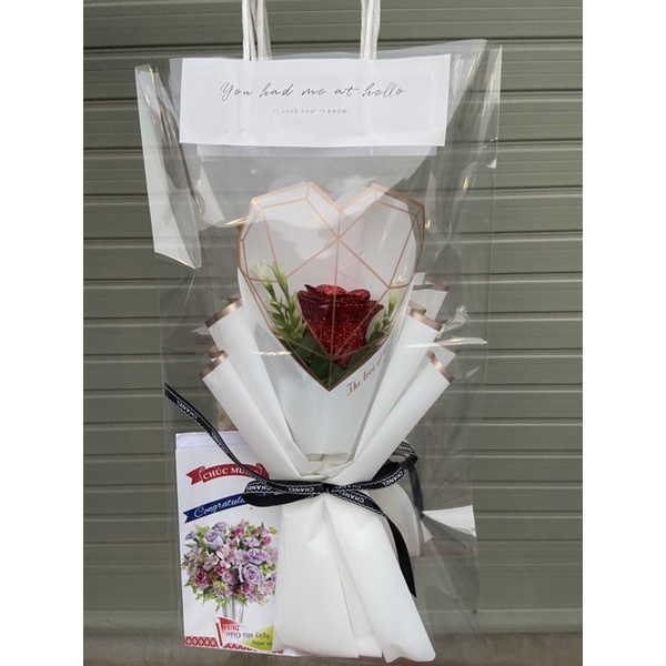 [QUÀ TẶNG SINH NHẬT-QUÀ20/10-20/11- 8/3]_ Sỉ 10 sét  1 bông Hồng nhũ cao cấp bọc tim kim cương
