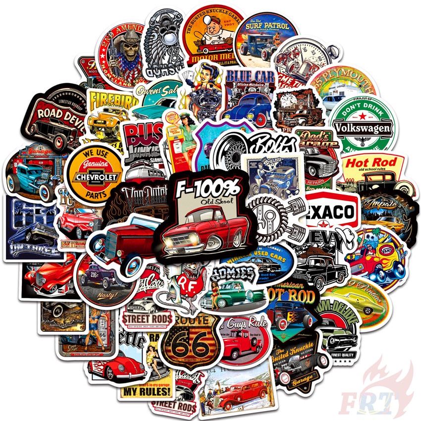 100Pcs/Set ❉ Retro Hot Rod Series A Classic Car Stickers ❉ DIY Waterproof Fashion Doodle Decals Stickers