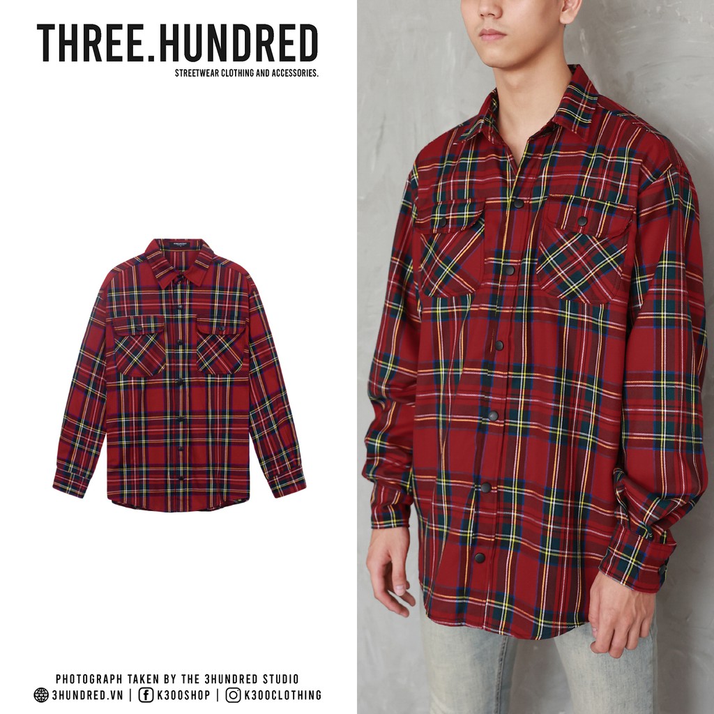 ÁO SƠ MI FLANNEL SỌC MÀU ĐỎ