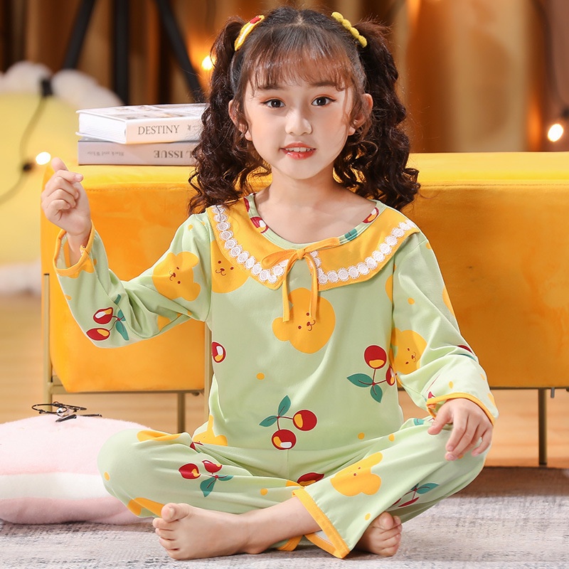 Bộ Đồ Ngủ In Họa Tiết Hoạt Hình Phong Cách Hàn Quốc Cho Bé Gái