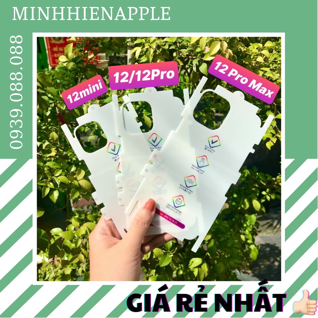 Miếng dán PPF 7 màu tự phục hồi trầy xước cho mặt lưng iphone 12/ 12 mini/ 12 pro/ 12 pro max