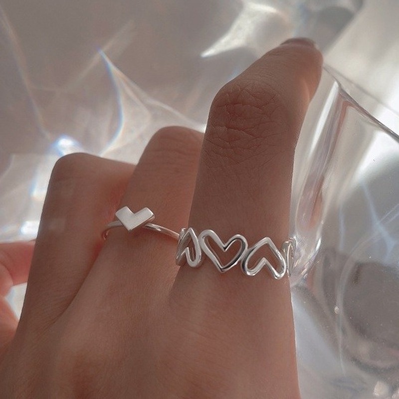 Nhẫn thiết kế kiểu hở hình trái tim thời trang sang trọng 211016