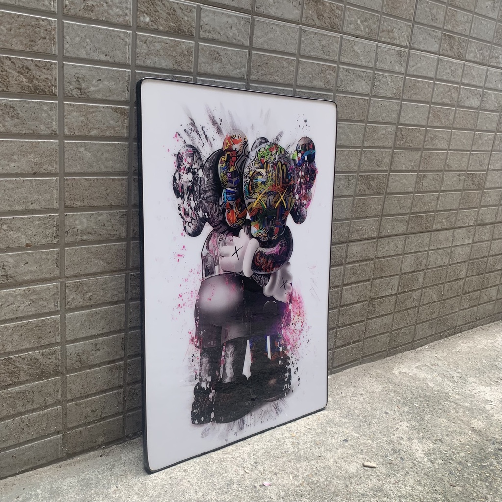 Tranh Tráng Gương Chú Gấu bearbrick may mắn tài lộc/ Kaws Treo Tường Decor Phòng Khách/ Game Gaming/ Quà Tặng Shop