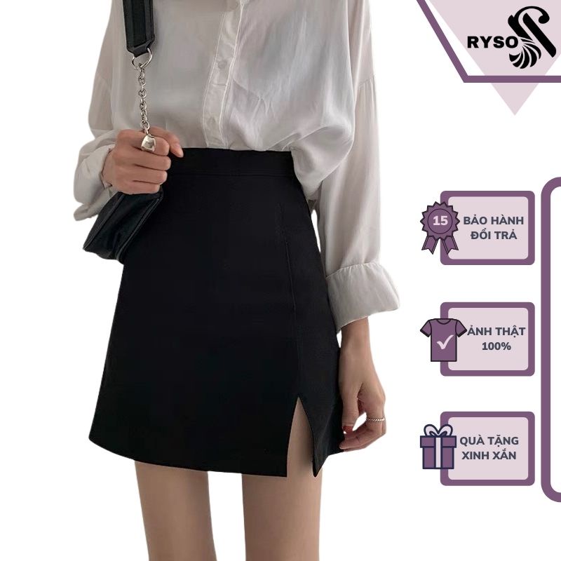 Chân váy chữ A xẻ 1 bên RYSO dáng ngắn lưng cao thanh lịch