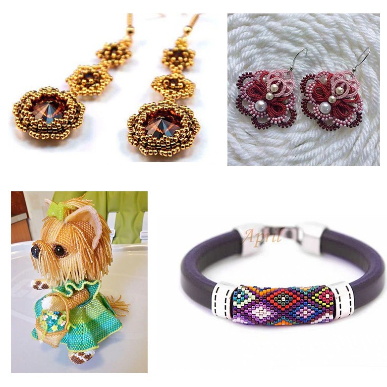 Bộ Hạt Xâu Chuỗi 2mm Bằng Kính Tròn Dùng Làm Trang Sức Thủ Công DIY