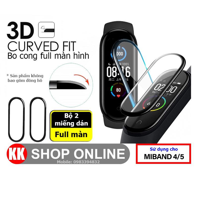 Bộ 2 miếng dán 3D full màn hình cho Xiaomi Miband 4, Xiaomi Miband 5